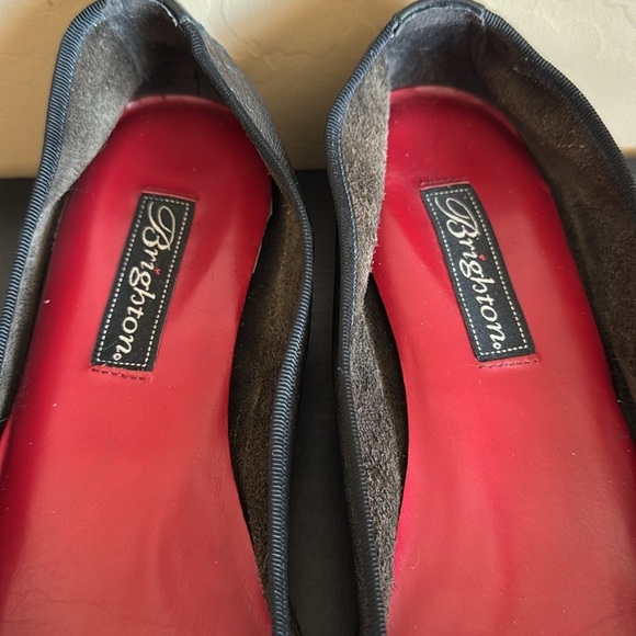 Brighton Ballet Leather Black + Pewter Slides Womens Slip On Comfort Shoes 8 1/2 - Picture 4 of 9